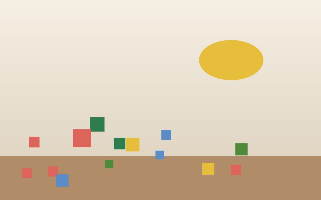 Ilustración de bloques de juguete de colores en el suelo de una sala